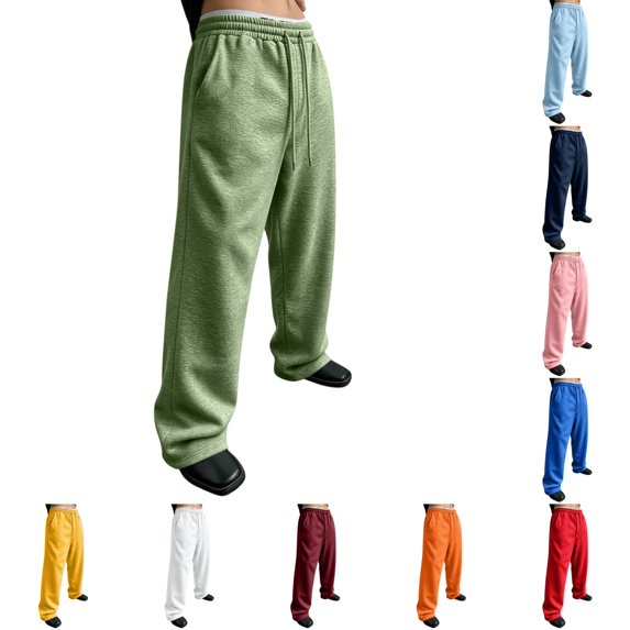 Mens Baggy Sweatpants Casual Straight Wide Leg Sweat Jogging Sweat Pants Drawstring Elastic Waist Athletic Workout Gym pants with Pockets Mint Green XL