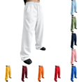 thumbnail image 1 of Mens Baggy Sweatpants Casual Straight Wide Leg Sweat Jogging Sweat Pants Drawstring Elastic Waist Athletic Workout Gym pants with Pockets White 3XL, 1 of 9