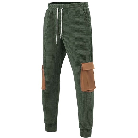 Mens Baggy Sweatpants Drawstring Multi Pocket Casual Pants Relaxed Fit Straight Leg Spring Fall Lightweight Lounge Pants Army Green XXL