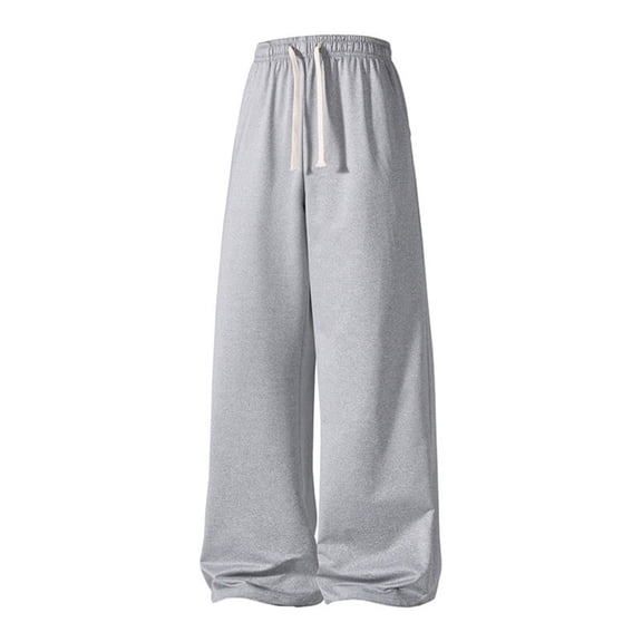 Mens Baggy Sweatpants Elastic Open Bottom Joggers Casual Fleece Loose Pants Gym Straight Leg Sweatpants with Pockets,Light Gray S
