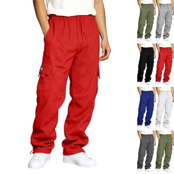 Mens Baggy Sweatpants Joggers Relaxed Fit Flared Baggy Lounge Wide Leg Oversized Essentials Workout Uncuffed Casual Wear,XL,Red