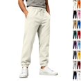 thumbnail image 1 of Mens Baggy Sweatpants Loose Fit Cotton Casual Comfy Stretch Wide Leg Sweat Pants with Pockets Beige,M, 1 of 5