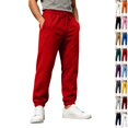 thumbnail image 1 of Mens Baggy Sweatpants Loose Fit Cotton Casual Comfy Stretch Wide Leg Sweat Pants with Pockets Red,S, 1 of 7