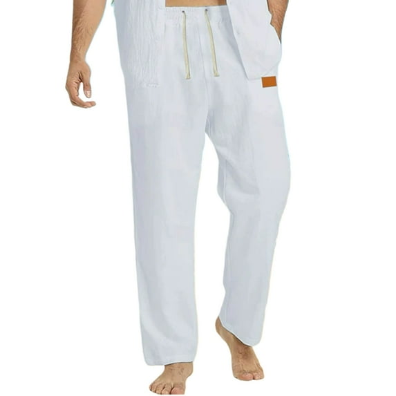 Mens Baggy Sweatpants, Men's Beach Pants Casual Breathable Elastic Drawstring Waist Pants Straight Pantalones para Hombres Trousers