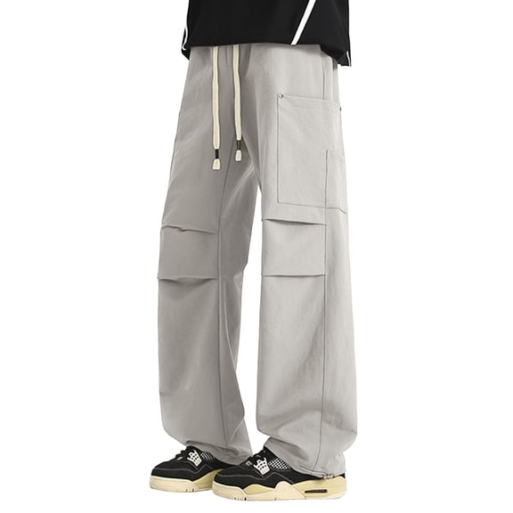 Mens Baggy Sweatpants Straight Leg Casual Pants Relaxed Fit Spring Fall Lightweight Streetwear Trousers Grey M