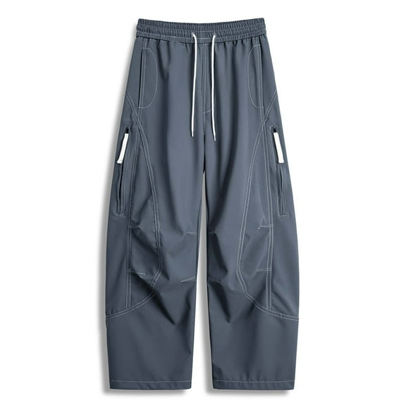 Mens Baggy Sweatpants Waterproof Cargo Pants Relaxed Fit Straight Leg Spring Fall Casual Outdoor Streetwear Trousers Grey L