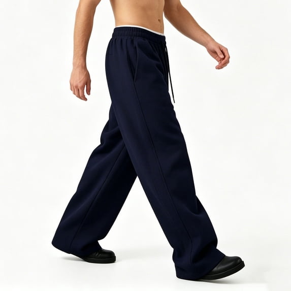 Mens Baggy Sweatpants Wide Leg Casual Drawstring Elastic Waist Open Bottom Loose Lounge Athletic Pants