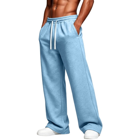 Mens Baggy Sweatpants Wide Leg Fleece Sweat Pants with Pockets
