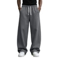 thumbnail image 1 of Mens Baggy Sweatpants Wide Leg Loose Open Bottom Uncuffed Gym Casual Lightweight Y2K Pants Relaxed Pocket No Wrinkle, 1 of 4