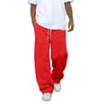 thumbnail image 1 of Mens Baggy Sweatpants Wide Leg Premium Lightweight Drawstring Pants Breathable Cotton Lounge Joggers with Pockets Red 2XL, 1 of 6