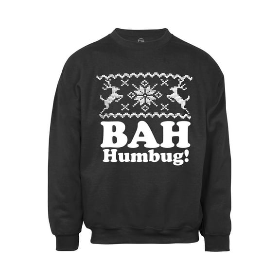 Mens Bah Humbug! Ugly Christmas Ugly Sweatshirt - Black - 2X-Large