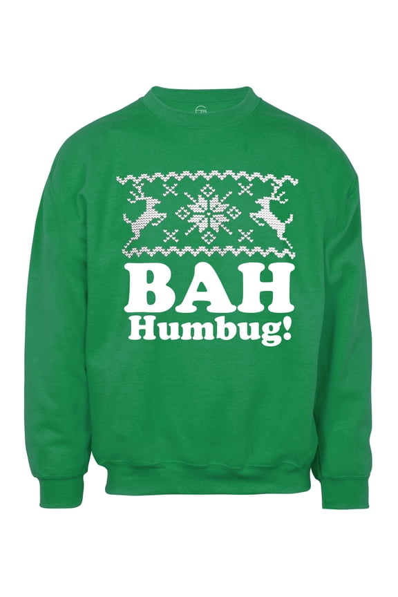 Mens Bah Humbug! Ugly Christmas Ugly Sweatshirt - Green - Large