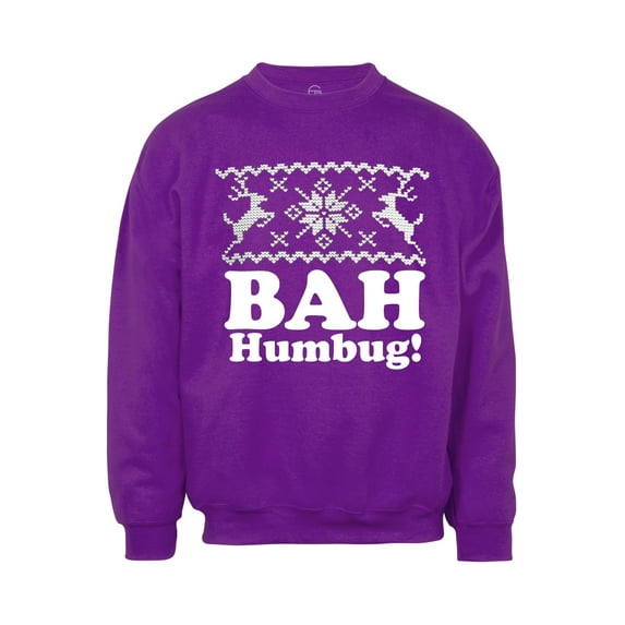 Mens Bah Humbug! Ugly Christmas Ugly Sweatshirt - Purple - 3X-Large