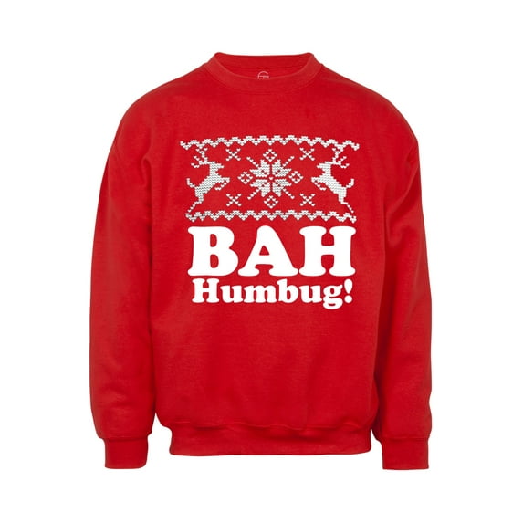 Mens Bah Humbug! Ugly Christmas Ugly Sweatshirt - Red - 2X-Large