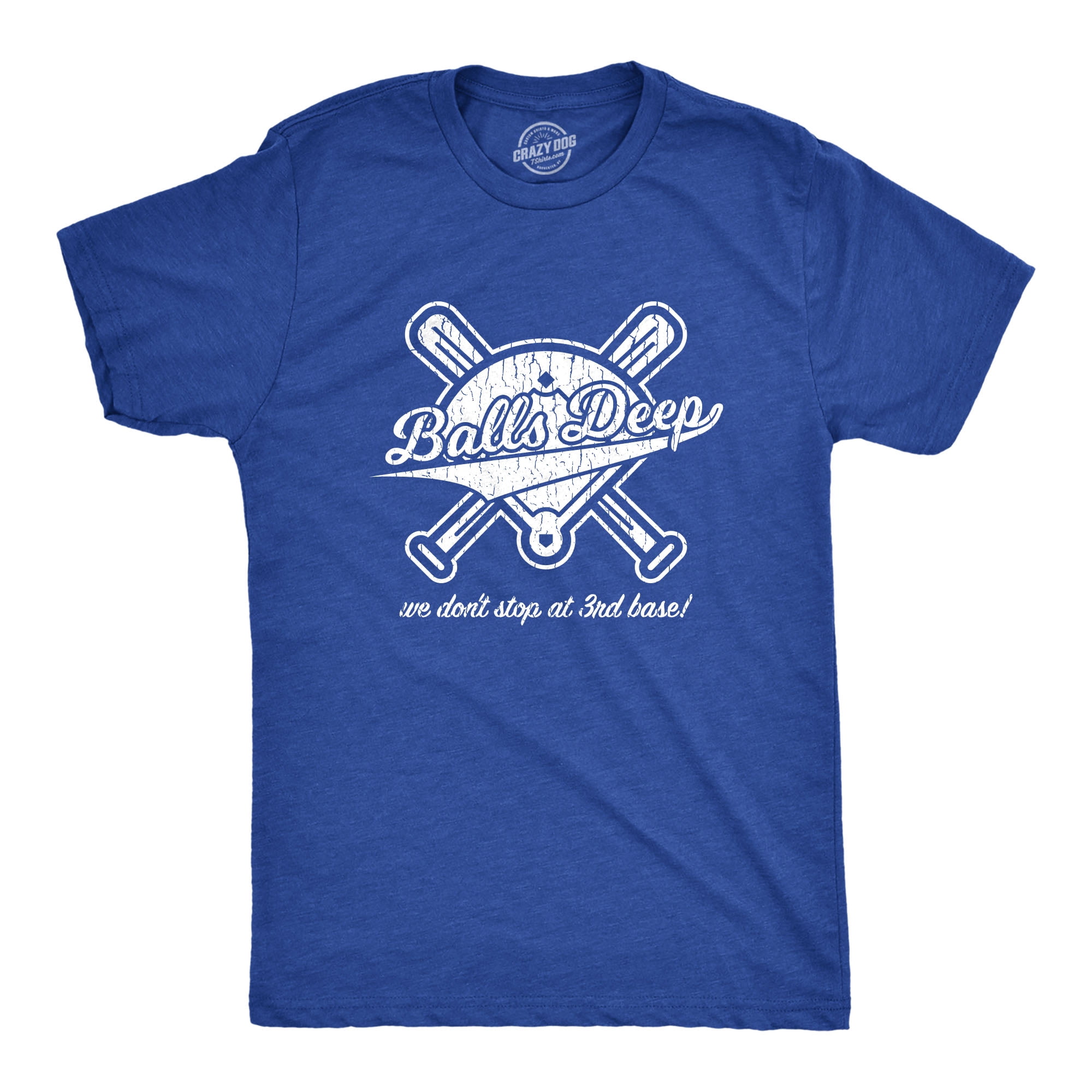 Mens Balls Deep Funny Baseball Shirts Hilarious 3rd Base Offensive Gift  Idea T shirt (Heather Royal) - 3XL Graphic Tees 
