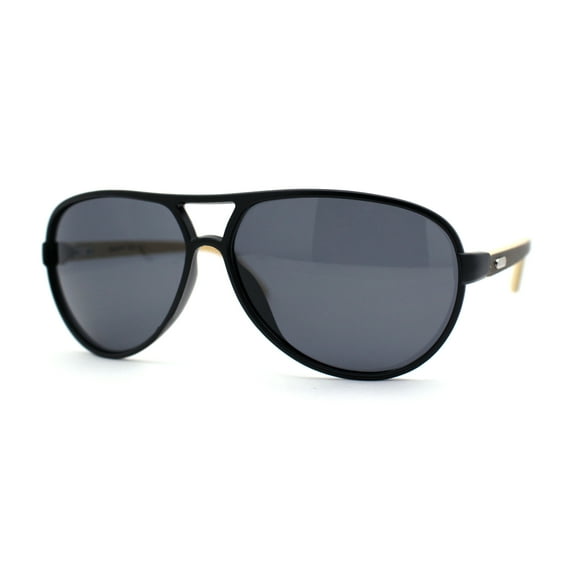 Mens Bamboo Arm Plastic Racer Sunglasses Matte Black
