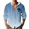 thumbnail image 1 of Mens Bamboo Linen Blosues Lace-Up Adjustable Hoodies Front Button Long-Sleeved Tops Hawaii Beach Blosue Shirts Ultra Soft Loose Fit Textured Top Workout Running Golf Outfits, 1 of 5