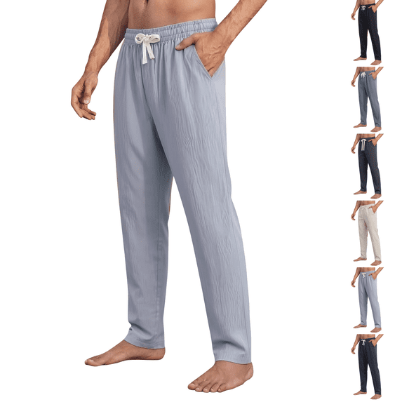Mens Bamboo Viscose Pajama Pants 2026 Soft Cooling Moisture Wicking Elastic Drawstring Waist Straight Leg Sleep Loungewear Pants Light Gray 2XL