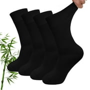 AMITOFO Mens Bamboo Viscose Socks - 4 Pairs Seamless Soft Bamboo Viscose Socks for Men, Breathable & Moisture-Wicking, Ideal for Diabetes and Everyday Comfort 11-13