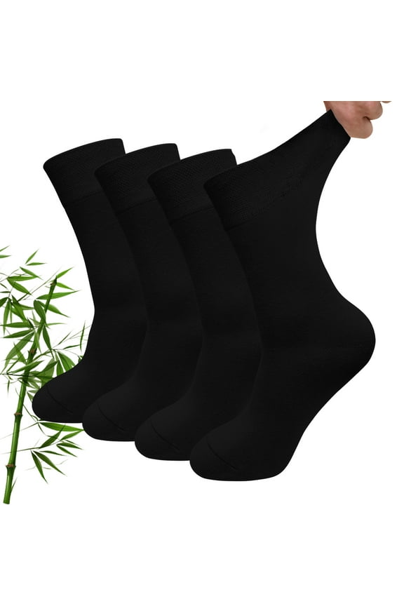 Mens Bamboo Viscose Socks - 4 Pairs Seamless Soft Bamboo Viscose Socks for Men, Breathable & Moisture-Wicking, Ideal for Diabetes and Everyday Comfort 11-13