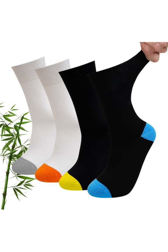 Mens Bamboo Viscose Socks - 4 Pairs Seamless Soft Bamboo Viscose Socks for Men, Breathable & Moisture-Wicking, Ideal for Diabetes and Everyday Comfort 13-15