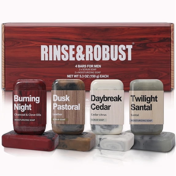 Mens Bar Soap Father's Day Gift Sets for Men, Cleansing & Exfoliating & Moisturizing Soap Bar Set Face Body Hand for All Skin Types, 5.3oz