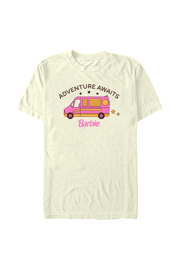 Mens Barbie Adventure Awaits Camper Van T Shirt