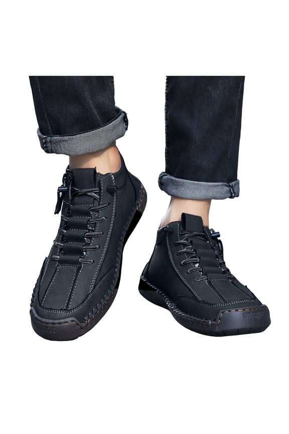 Mens Barefoot Wide Toe Combat Boots Vintage Casual Stitching Leather Zip up Walking Shoes Fashion Sneakers Ankle Booties