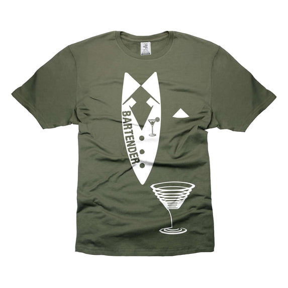 Mens Bartender T-shirt Bartender Texudo Shirt Bartender Funny Shirts Bartender Birthday Shirt (Large Military Green)