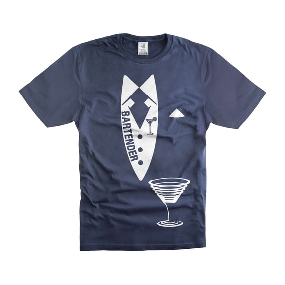 Mens Bartender T-shirt Bartender Texudo Shirt Bartender Funny Shirts Bartender Birthday Shirt (Large Navy Blue)