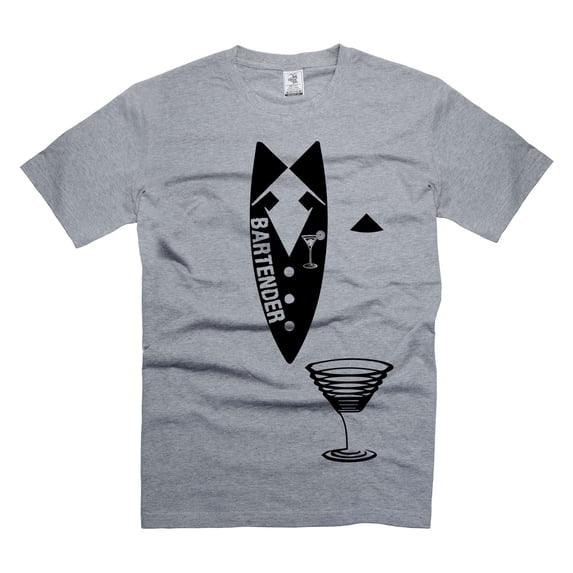 Mens Bartender T-shirt Bartender Texudo Shirt Bartender Funny Shirts Bartender Birthday Shirt (Medium Grey)