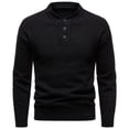 thumbnail image 1 of Mens Base Sweaters Buttons Fitted Plain Pullover Long Sleeve Fall Winter Tops Soft Cotton Knitwear Clothes for Men (2XL, Black), 1 of 6