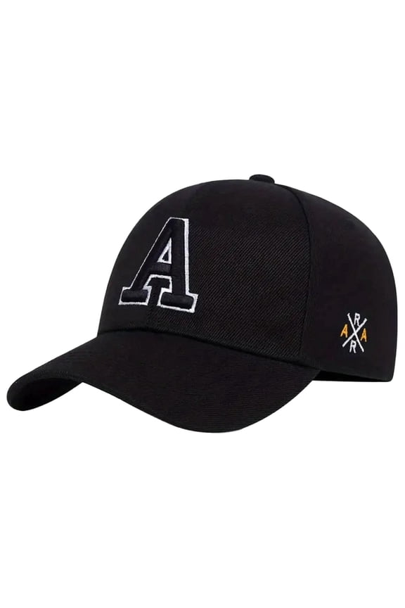 Mens Baseball Cap Letter A 3d Embroidery Solid Black Classic Design Adjustable Casual Sports Caps