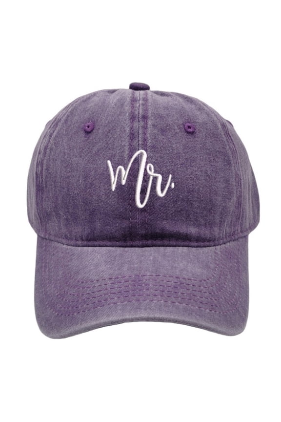 Mens Baseball Cap Mr Cursive Embroidery Adjustable Plain White Wedding Party Caps