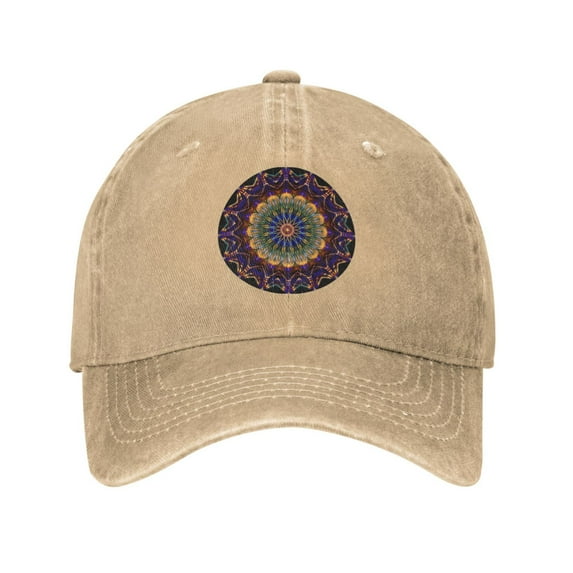 Mens Baseball Cap, Outdoor Casual Sports Cap Classic Curved Brim Hat - Adjustable Cowboy Hat, Colorful Prismatic Chromatic Rainbow- Natural