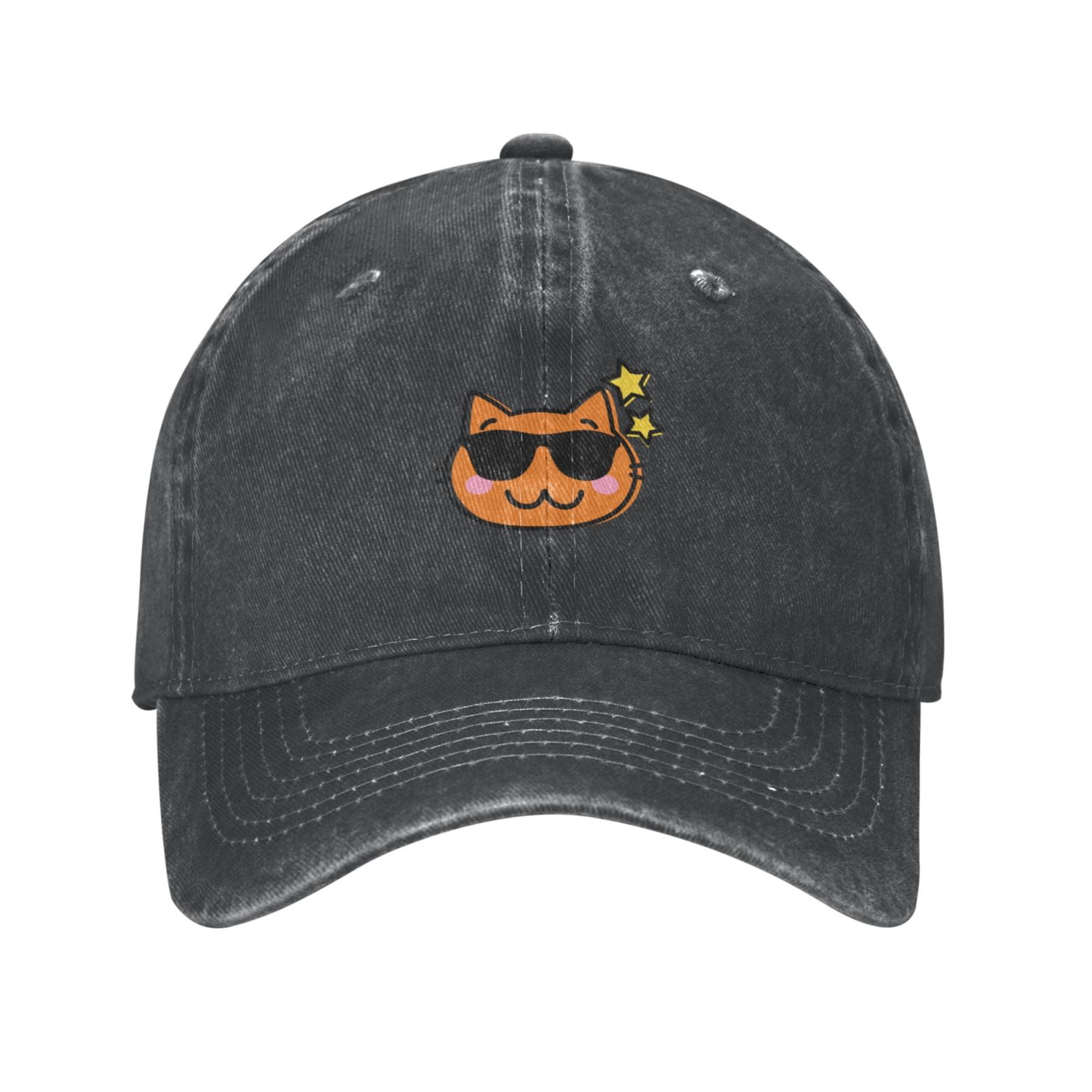 Deep Adjustable Cap - Outdoor Hat Heather Cap, Baseball Cowboy Classic Happy Hat, Mens Cat- Curved Sports Casual Brim Cartoon