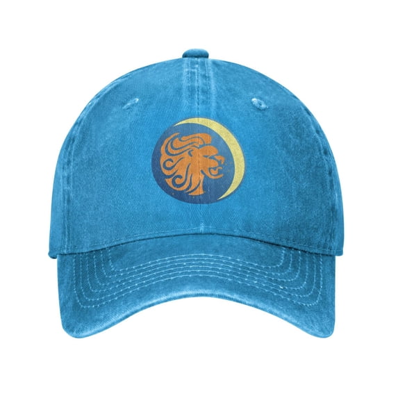 Mens Baseball Cap, Outdoor Casual Sports Cap Classic Curved Brim Hat - Adjustable Cowboy Hat, Lion Zodiac- Blue
