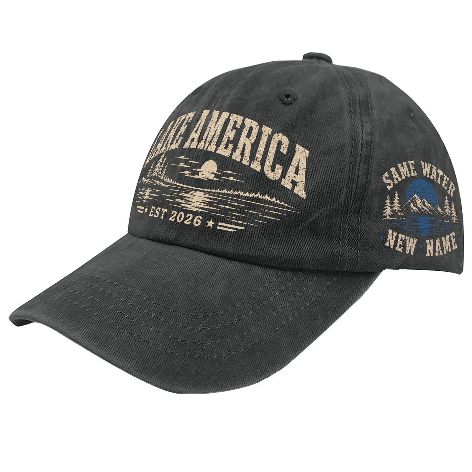Mens Baseball Cap Washed Cotton Hat Mountain Graphic Cap with ...