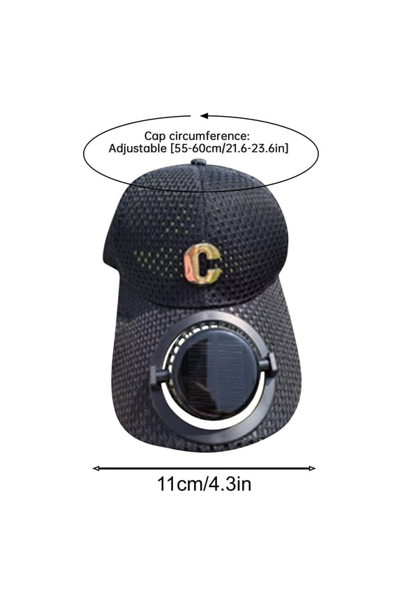 Mens Baseball Cap with Solar Fan, Summer UV Protection Wide Brim Sun Hat Mesh Beach Hats, Solar Powered