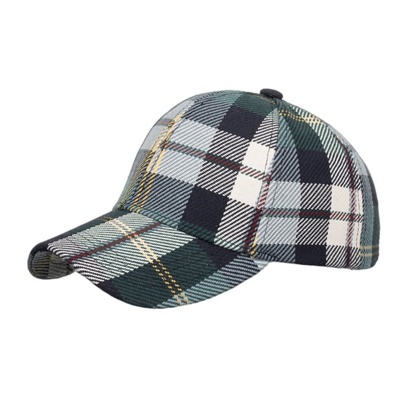 Mens Baseball Caps British Plaid Print Adjustable Unisex Sun Hat Running Workouts Smart Casual Style Light Green One Size
