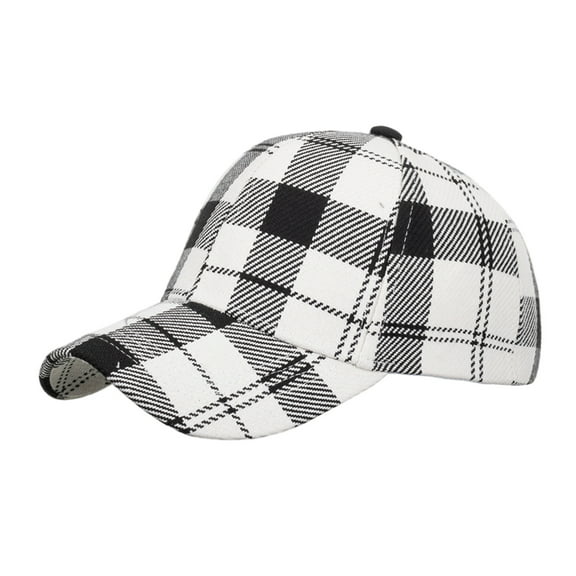 Mens Baseball Caps British Plaid Print Adjustable Unisex Sun Hat Running Workouts Smart Casual Style White One Size