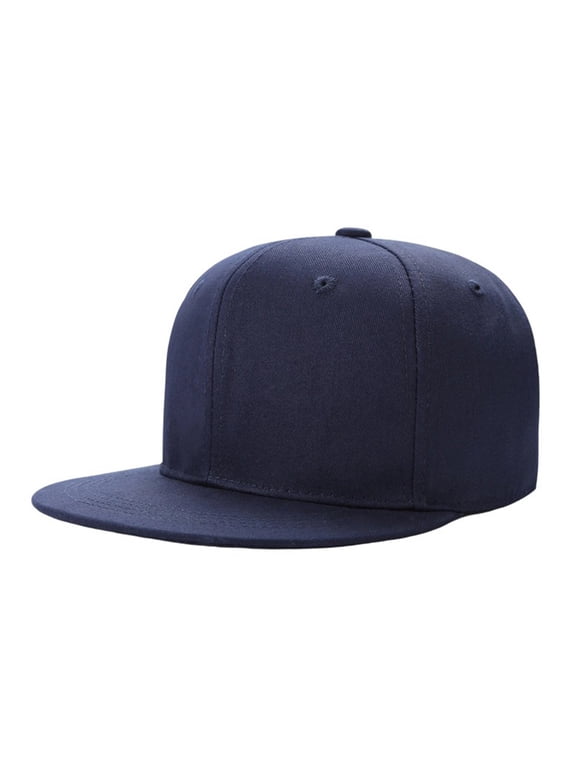 Mens Baseball Caps Cotton Flat Brim Baseball Cap Hip Hop Adjustable Unisex Hat For Casual Wear Travel Navy A