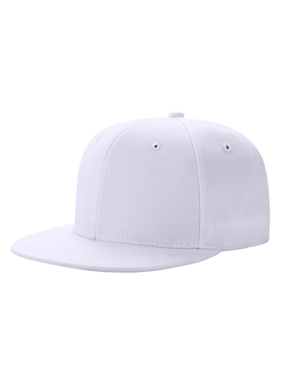 Mens Baseball Caps Cotton Flat Brim Baseball Cap Hip Hop Adjustable Unisex Hat For Casual Wear Travel White A