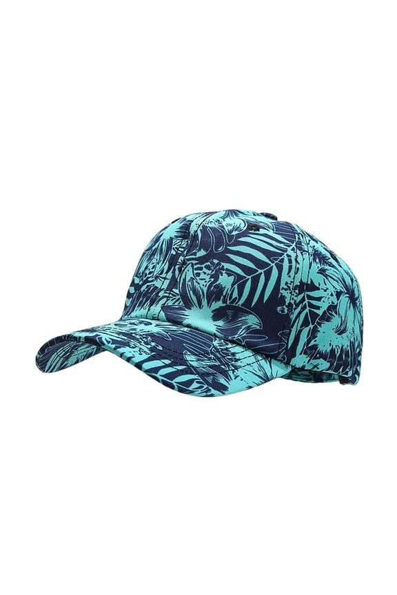 Mens Baseball Caps Tropical Leaf Print Curved Brim Baseball Cap Face Slimming Adjustable Unisex Sun Hat Running Workouts Blue A