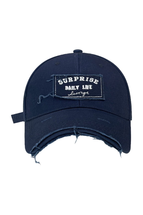 Mens Baseball Caps Vintage Washed Frayed Edge Baseball Cap Embroidered Letter Korean Adjustable Sun Hat For Navy One Size