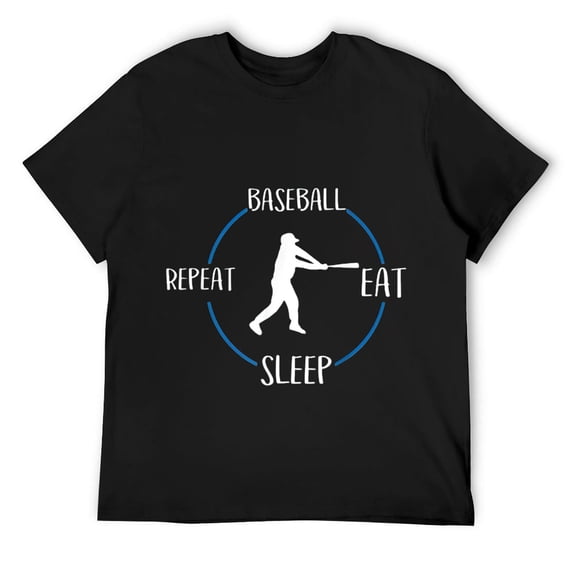 Mens Baseball Eat Sleep Repeat Gift For Baseball Players T-Shirt Black