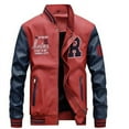thumbnail image 1 of Mens Baseball Faux Leather Jacket - S - Red, 1 of 5