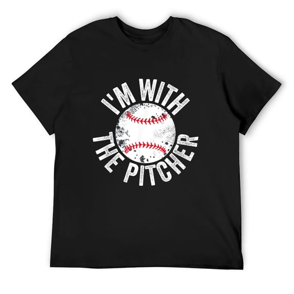Mens Baseball Funny Pitcher T-Shirt Black Medium