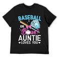 thumbnail image 1 of Mens Baseball Or Bows Auntie Loves You Gender Reveal Pink or Blue T-Shirt Black, 1 of 5