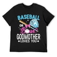 thumbnail image 1 of Mens Baseball Or Bows Godmother Loves You Gender Reveal Pink Blue T-Shirt Black, 1 of 5